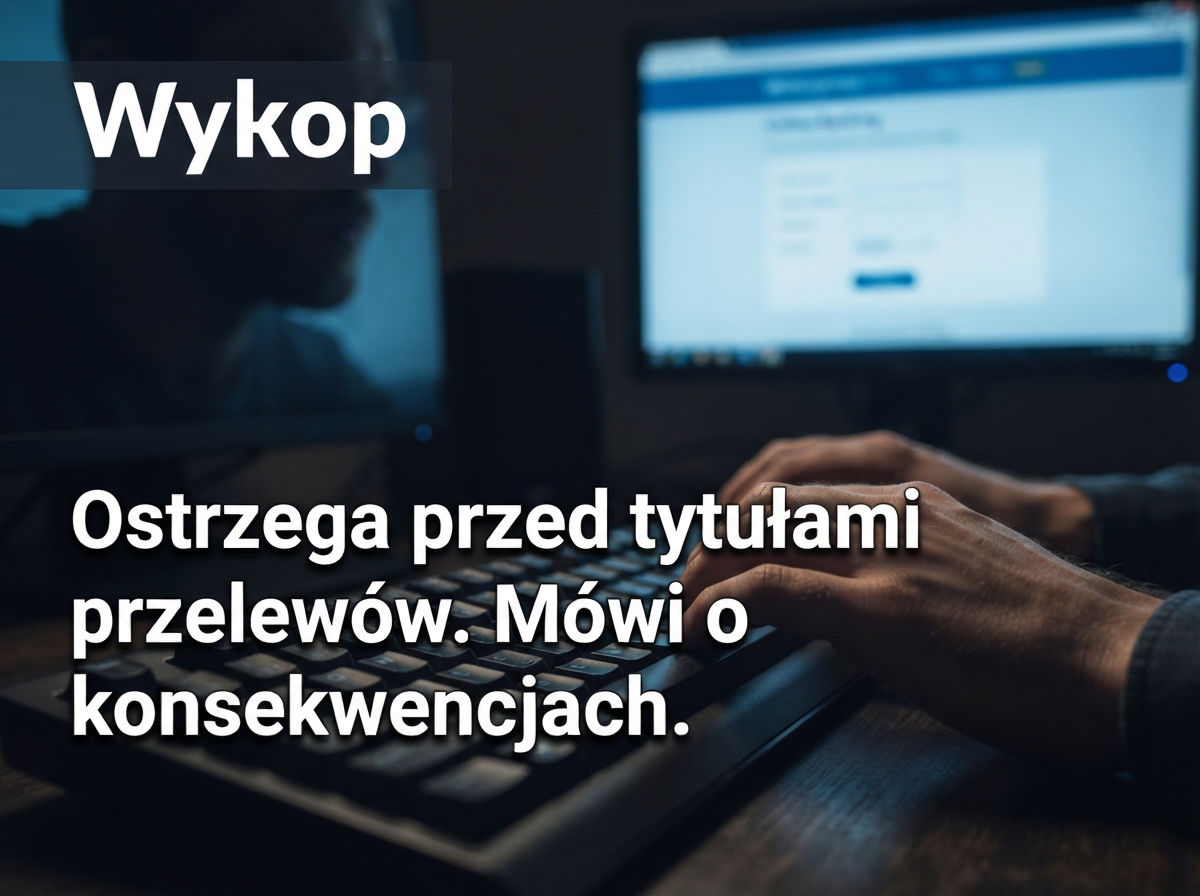 Ostrzega przed tytułami przelewów. Mówi o konsekwencjach
